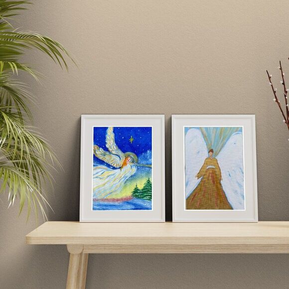 Angel Painting Perfect Religious Room Décor Celestial Serenity Christmas Angel - Picture 3 of 7